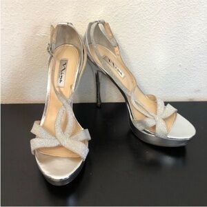 Nina Silver Sparkle Faux Leather High Heels